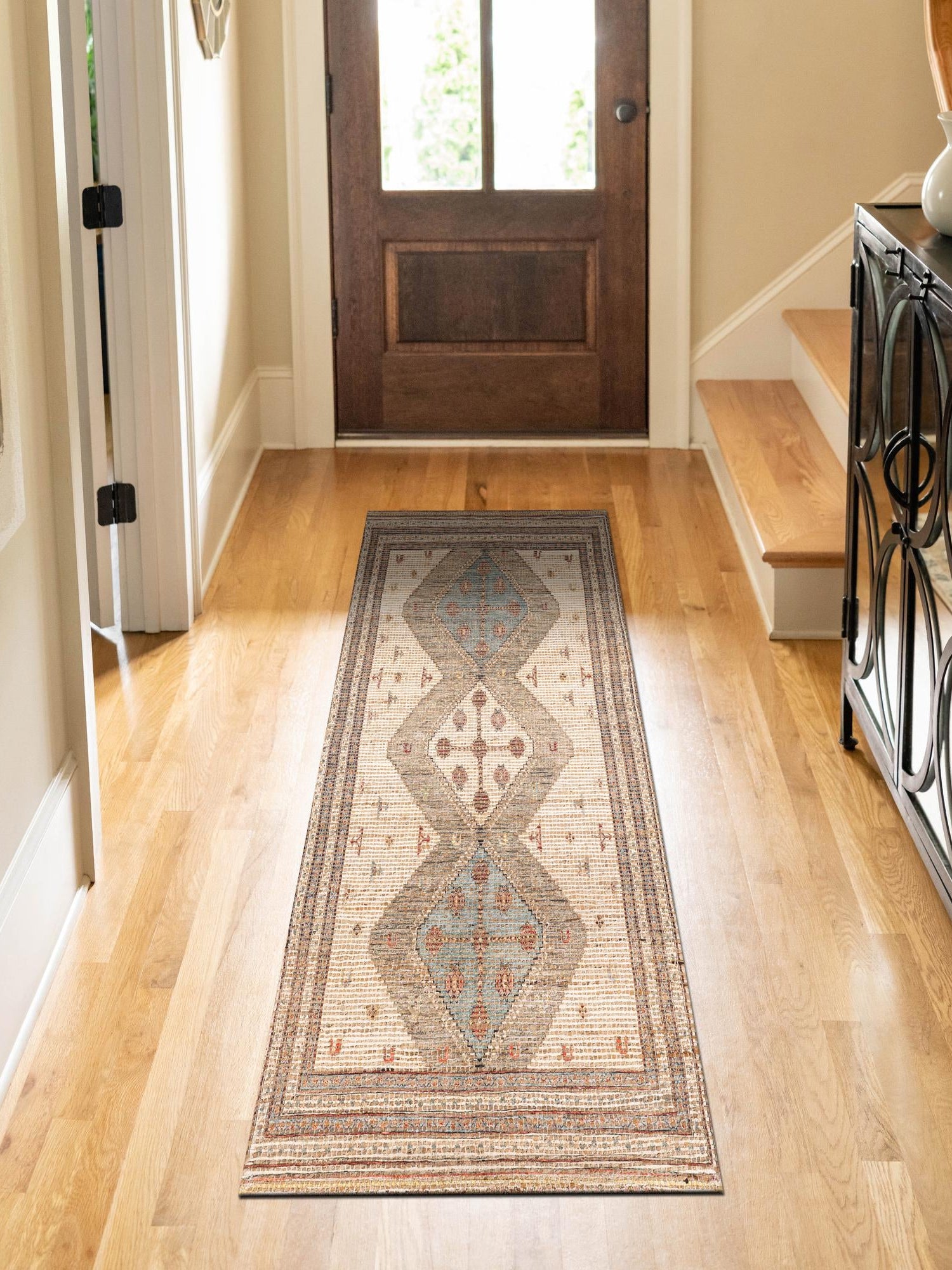 Beige 2' 2 x 6' 1 Chenille Jute Runner Area Rug Vintage Distressed Boho All Natural Eco-Friendly Sustainable Carpet for Living Dining Office Dorm Rooms for Sale at Rug Engine