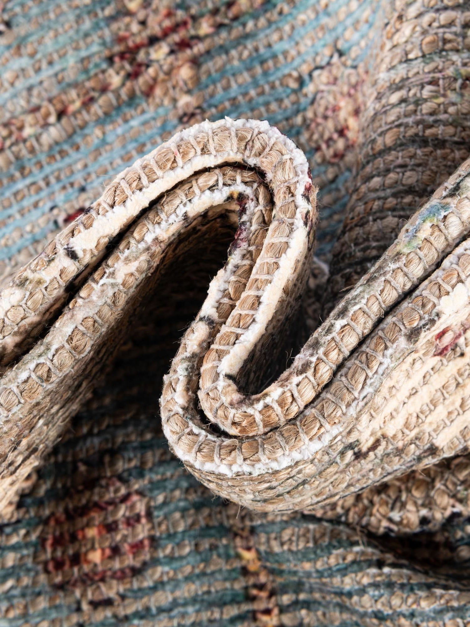 Beige 2' 2 x 6' 1 Chenille Jute Runner Area Rug Vintage Distressed Boho All Natural Eco-Friendly Sustainable Carpet for Living Dining Office Dorm Rooms for Sale at Rug Engine