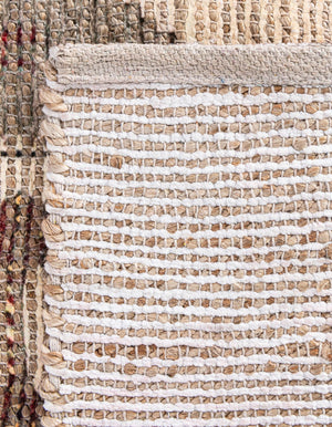 Beige 2' 2 x 8' Chenille Jute Runner Area Rug Vintage Distressed Boho All Natural Eco-Friendly Sustainable Carpet for Living Dining Office Dorm Rooms for Sale at Rug Engine