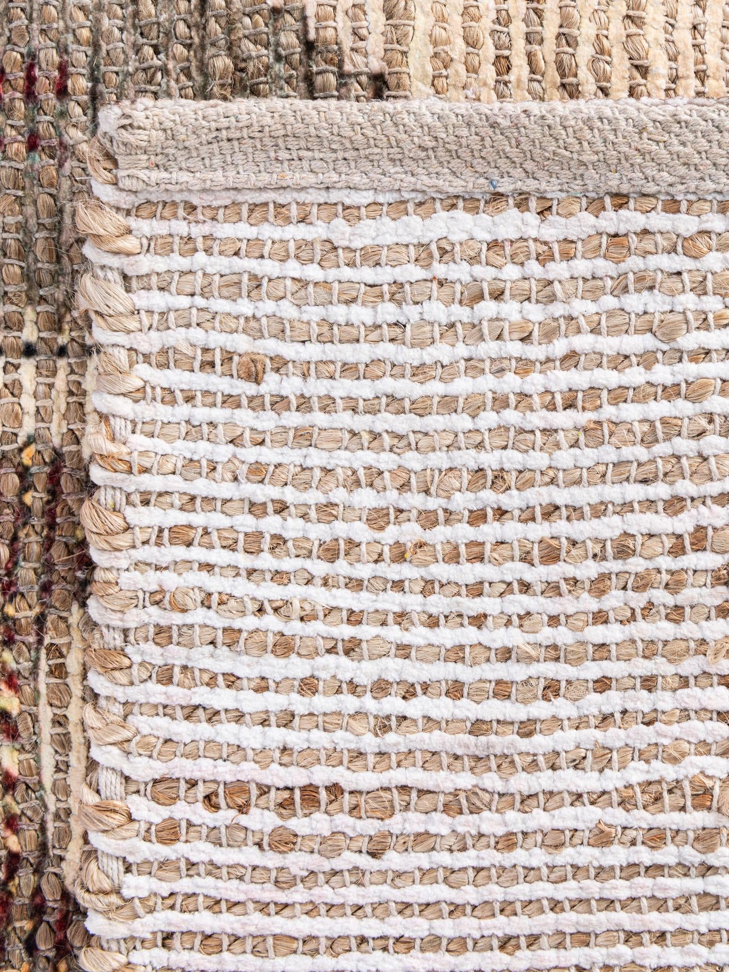 Beige 2' 2 x 6' 1 Chenille Jute Runner Area Rug Vintage Distressed Boho All Natural Eco-Friendly Sustainable Carpet for Living Dining Office Dorm Rooms for Sale at Rug Engine