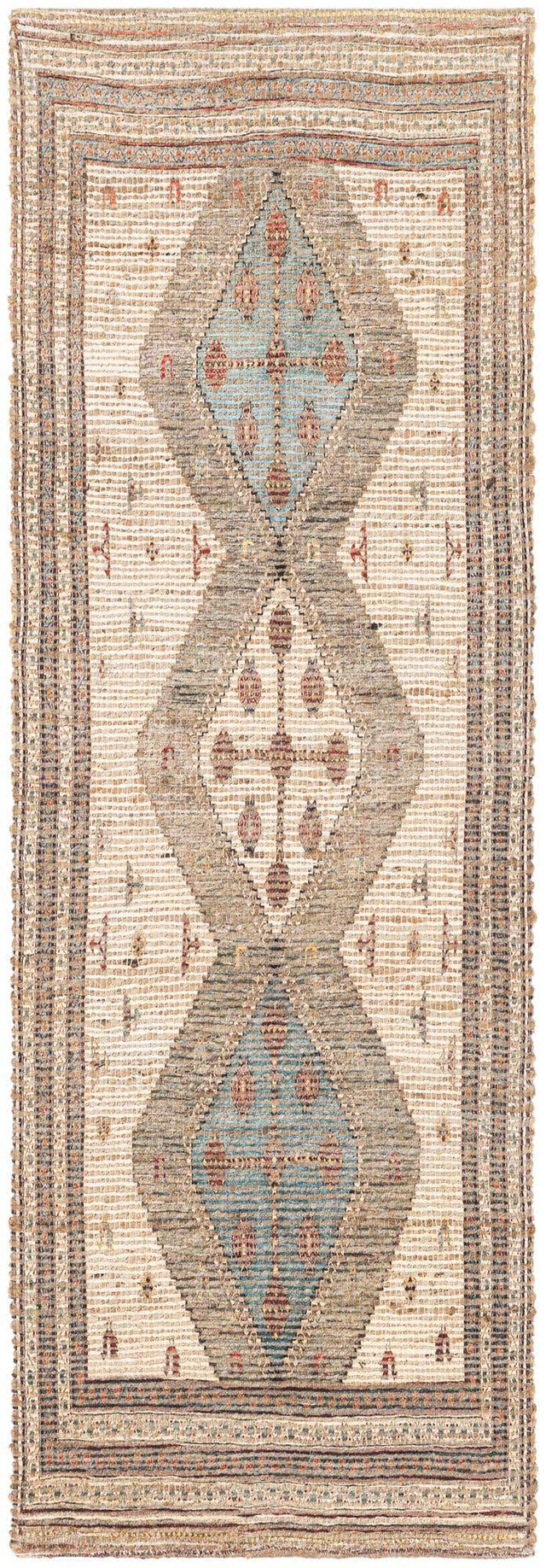 Beige 2' 2 x 6' 1 Chenille Jute Runner Area Rug Vintage Distressed Boho All Natural Eco-Friendly Sustainable Carpet for Living Dining Office Dorm Rooms for Sale at Rug Engine