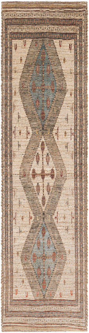 Beige 2' 2 x 8' Chenille Jute Runner Area Rug Vintage Distressed Boho All Natural Eco-Friendly Sustainable Carpet for Living Dining Office Dorm Rooms for Sale at Rug Engine