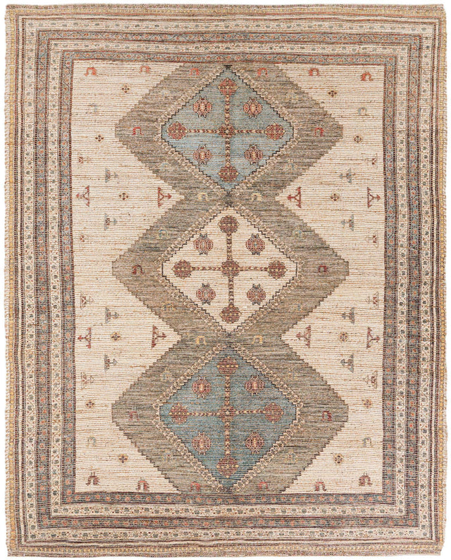 Beige 7' 10 x 10' Chenille Jute Rectangle Area Rug Vintage Distressed Boho All Natural Eco-Friendly Sustainable Carpet for Living Dining Office Dorm Rooms for Sale at Rug Engine