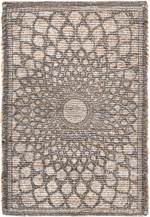 Charcoal and Ivory 2' x 3' 1 Chenille Jute Rectangle Area Rug Vintage Distressed Boho All Natural Eco-Friendly Sustainable Carpet for Living Dining Office Dorm Rooms for Sale at Rug Engine