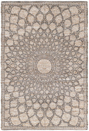 Charcoal and Ivory 4' 1 x 6' 1 Chenille Jute Rectangle Area Rug Vintage Distressed Boho All Natural Eco-Friendly Sustainable Carpet for Living Dining Office Dorm Rooms for Sale at Rug Engine