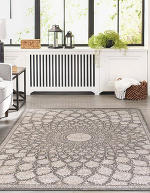 Charcoal and Ivory 5' 1 x 8' Chenille Jute Rectangle Area Rug Vintage Distressed Boho All Natural Eco-Friendly Sustainable Carpet for Living Dining Office Dorm Rooms for Sale at Rug Engine