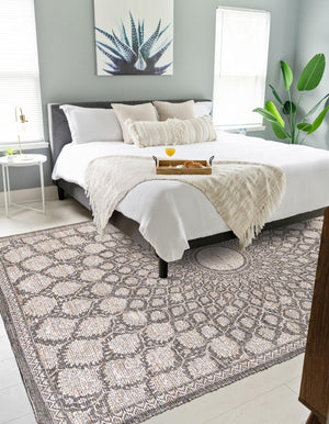 Charcoal and Ivory 4' 1 x 6' 1 Chenille Jute Rectangle Area Rug Vintage Distressed Boho All Natural Eco-Friendly Sustainable Carpet for Living Dining Office Dorm Rooms for Sale at Rug Engine