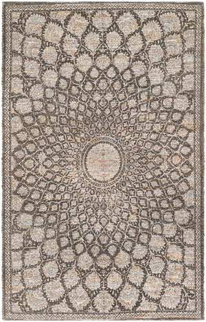 Charcoal and Ivory 5' 1 x 8' Chenille Jute Rectangle Area Rug Vintage Distressed Boho All Natural Eco-Friendly Sustainable Carpet for Living Dining Office Dorm Rooms for Sale at Rug Engine