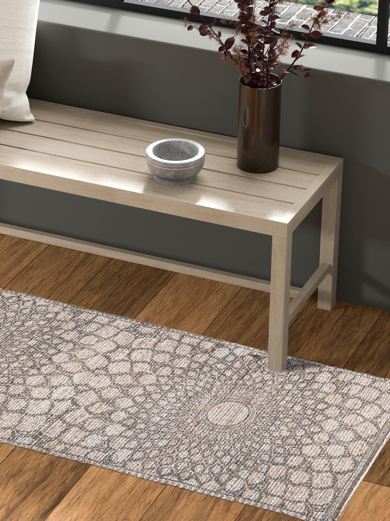 Charcoal and Ivory 2' 2 x 8' Chenille Jute Runner Area Rug Vintage Distressed Boho All Natural Eco-Friendly Sustainable Carpet for Living Dining Office Dorm Rooms for Sale at Rug Engine