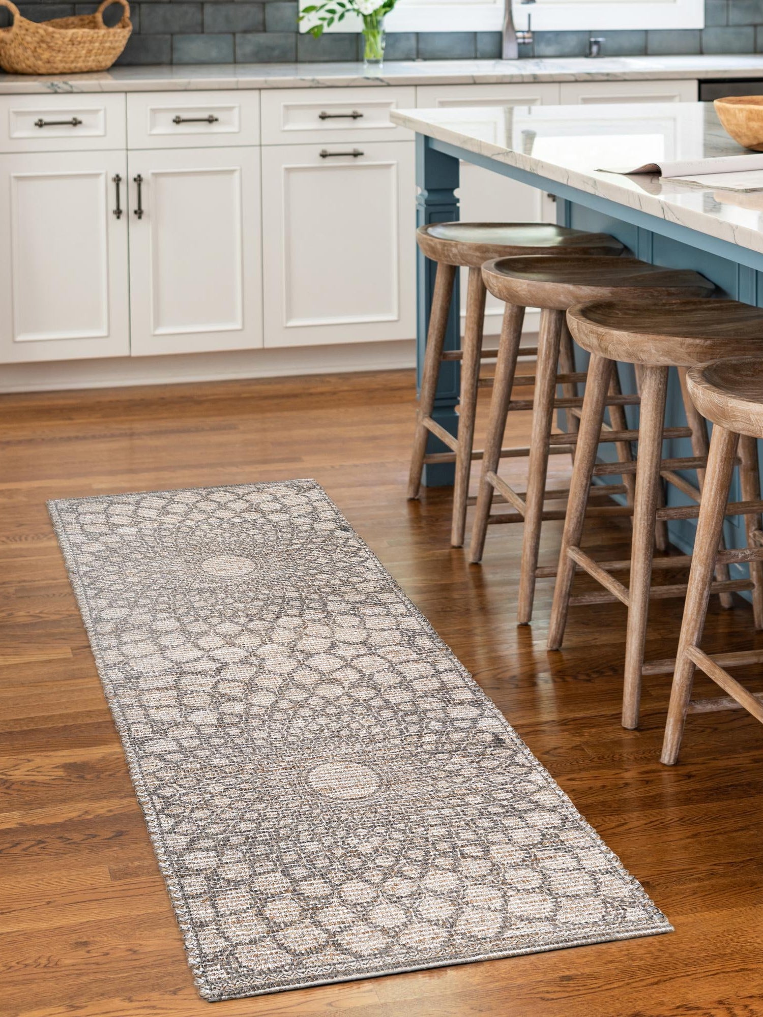 Charcoal and Ivory 2' 2 x 8' Chenille Jute Runner Area Rug Vintage Distressed Boho All Natural Eco-Friendly Sustainable Carpet for Living Dining Office Dorm Rooms for Sale at Rug Engine