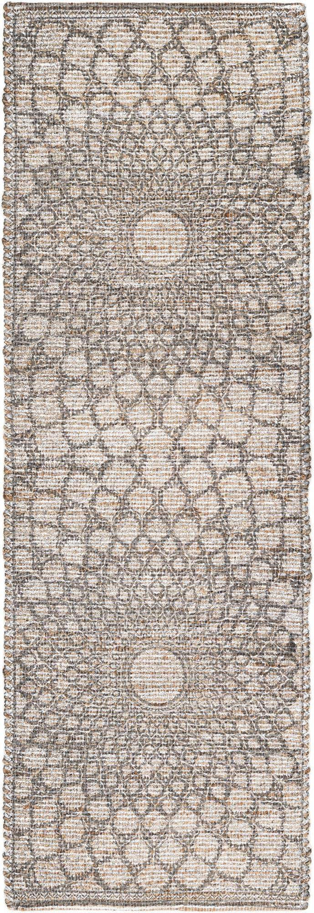 Charcoal and Ivory 2' 2 x 6' 1 Chenille Jute Runner Area Rug Vintage Distressed Boho All Natural Eco-Friendly Sustainable Carpet for Living Dining Office Dorm Rooms for Sale at Rug Engine