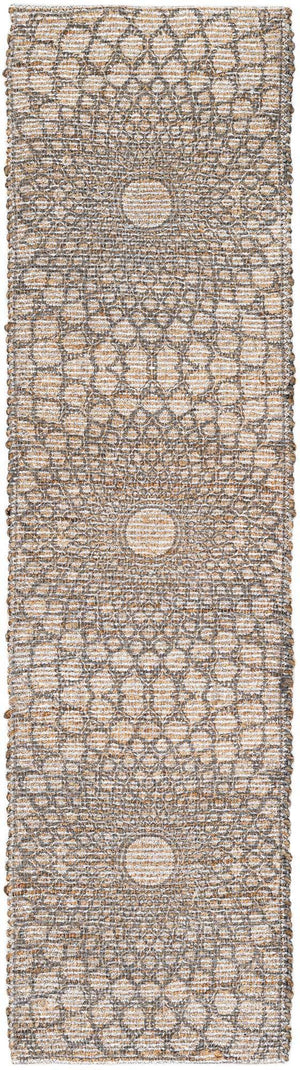Charcoal and Ivory 2' 2 x 8' Chenille Jute Runner Area Rug Vintage Distressed Boho All Natural Eco-Friendly Sustainable Carpet for Living Dining Office Dorm Rooms for Sale at Rug Engine