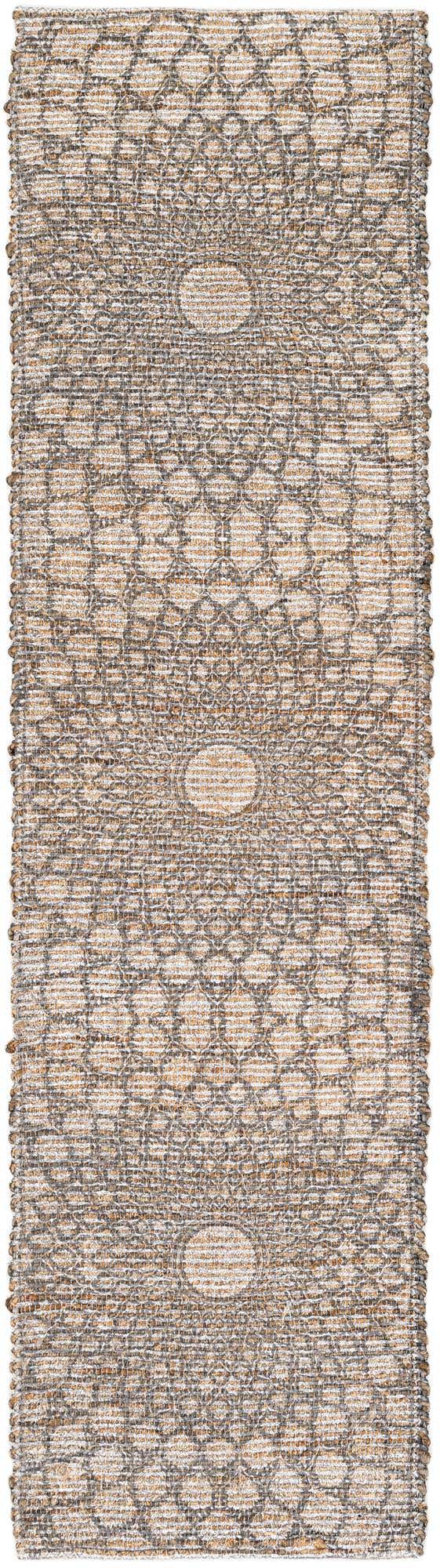 Charcoal and Ivory 2' 2 x 8' Chenille Jute Runner Area Rug Vintage Distressed Boho All Natural Eco-Friendly Sustainable Carpet for Living Dining Office Dorm Rooms for Sale at Rug Engine