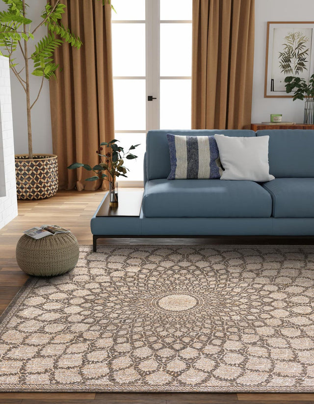 Charcoal and Ivory 7' 10 x 7' 10 Chenille Jute Square Area Rug Vintage Distressed Boho All Natural Eco-Friendly Sustainable Carpet for Living Dining Office Dorm Rooms for Sale at Rug Engine