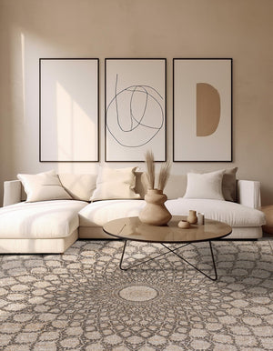 Charcoal and Ivory 7' 10 x 7' 10 Chenille Jute Square Area Rug Vintage Distressed Boho All Natural Eco-Friendly Sustainable Carpet for Living Dining Office Dorm Rooms for Sale at Rug Engine