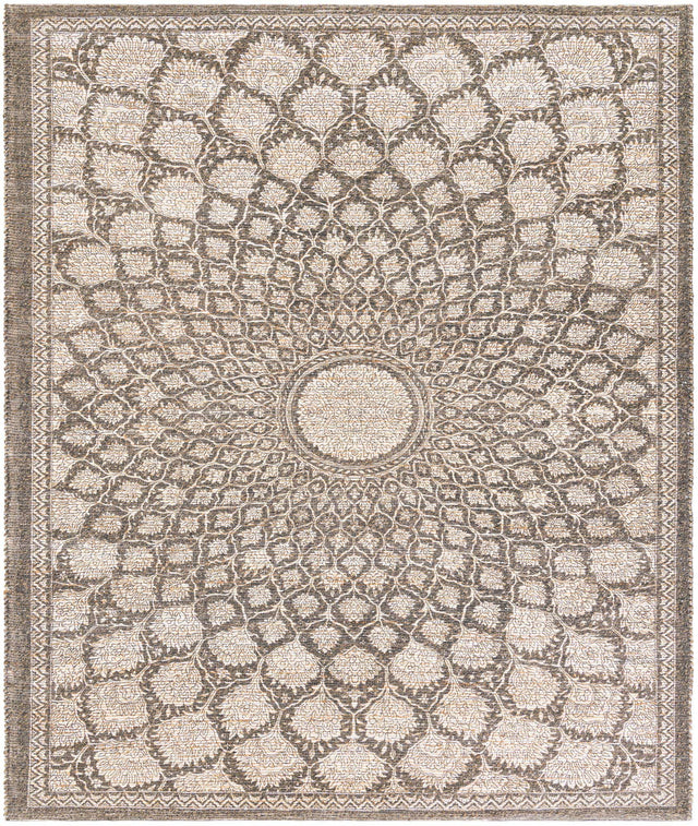 Charcoal and Ivory 7' 10 x 10' Chenille Jute Rectangle Area Rug Vintage Distressed Boho All Natural Eco-Friendly Sustainable Carpet for Living Dining Office Dorm Rooms for Sale at Rug Engine