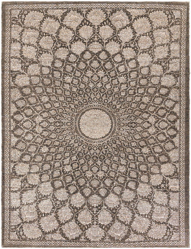 Charcoal and Ivory 9' x 12' Chenille Jute Rectangle Area Rug Vintage Distressed Boho All Natural Eco-Friendly Sustainable Carpet for Living Dining Office Dorm Rooms for Sale at Rug Engine