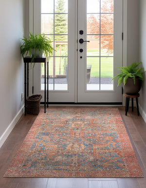 Antique Blue 7' 10 x 10' Chenille Jute Rectangle Area Rug Vintage Distressed Boho All Natural Eco-Friendly Sustainable Carpet for Living Dining Office Dorm Rooms for Sale at Rug Engine