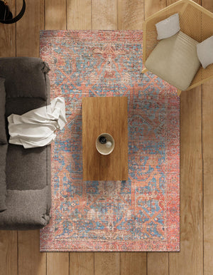 Antique Blue 9' x 12' Chenille Jute Rectangle Area Rug Vintage Distressed Boho All Natural Eco-Friendly Sustainable Carpet for Living Dining Office Dorm Rooms for Sale at Rug Engine