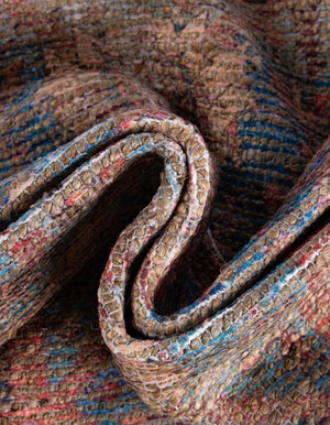 Antique Blue 9' x 12' Chenille Jute Rectangle Area Rug Vintage Distressed Boho All Natural Eco-Friendly Sustainable Carpet for Living Dining Office Dorm Rooms for Sale at Rug Engine