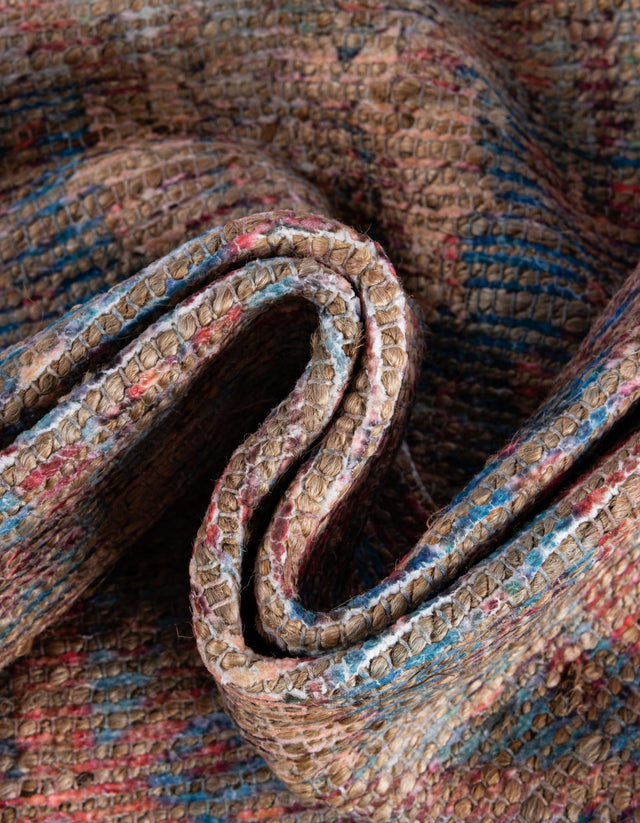Antique Blue 9' x 12' Chenille Jute Rectangle Area Rug Vintage Distressed Boho All Natural Eco-Friendly Sustainable Carpet for Living Dining Office Dorm Rooms for Sale at Rug Engine