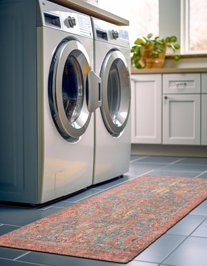 Antique Blue 2' 2 x 8' Chenille Jute Runner Area Rug Vintage Distressed Boho All Natural Eco-Friendly Sustainable Carpet for Living Dining Office Dorm Rooms for Sale at Rug Engine