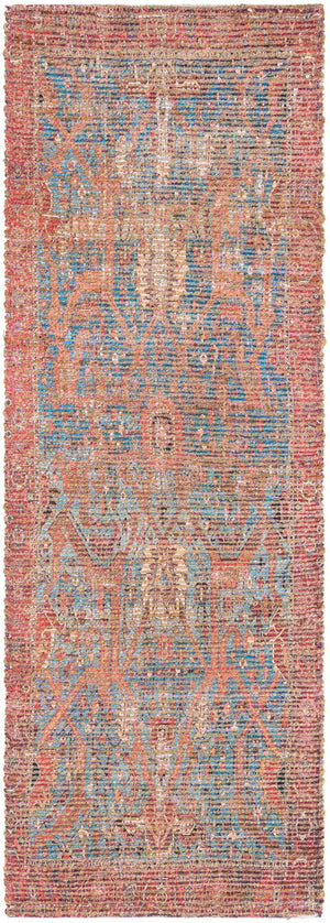 Antique Blue 2' 2 x 6' 1 Chenille Jute Runner Area Rug Vintage Distressed Boho All Natural Eco-Friendly Sustainable Carpet for Living Dining Office Dorm Rooms for Sale at Rug Engine