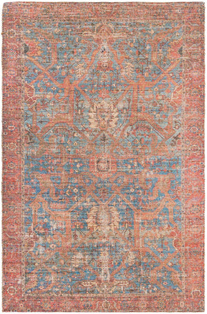 Antique Blue 6' 1 x 9' Chenille Jute Rectangle Area Rug Vintage Distressed Boho All Natural Eco-Friendly Sustainable Carpet for Living Dining Office Dorm Rooms for Sale at Rug Engine