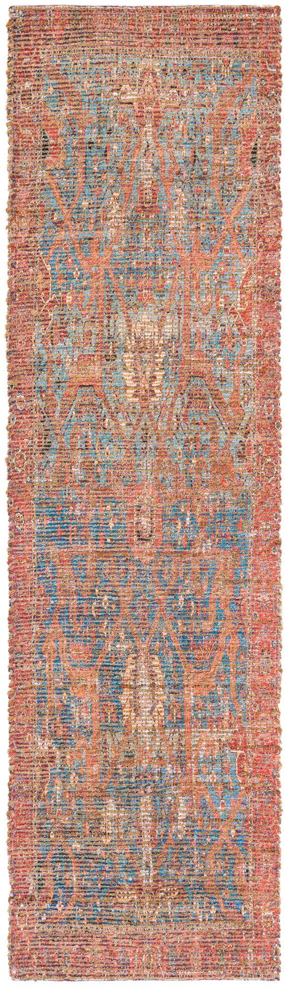 Antique Blue 2' 2 x 8' Chenille Jute Runner Area Rug Vintage Distressed Boho All Natural Eco-Friendly Sustainable Carpet for Living Dining Office Dorm Rooms for Sale at Rug Engine