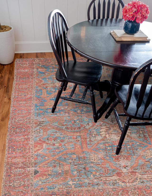 Antique Blue 7' 10 x 7' 10 Chenille Jute Square Area Rug Vintage Distressed Boho All Natural Eco-Friendly Sustainable Carpet for Living Dining Office Dorm Rooms for Sale at Rug Engine