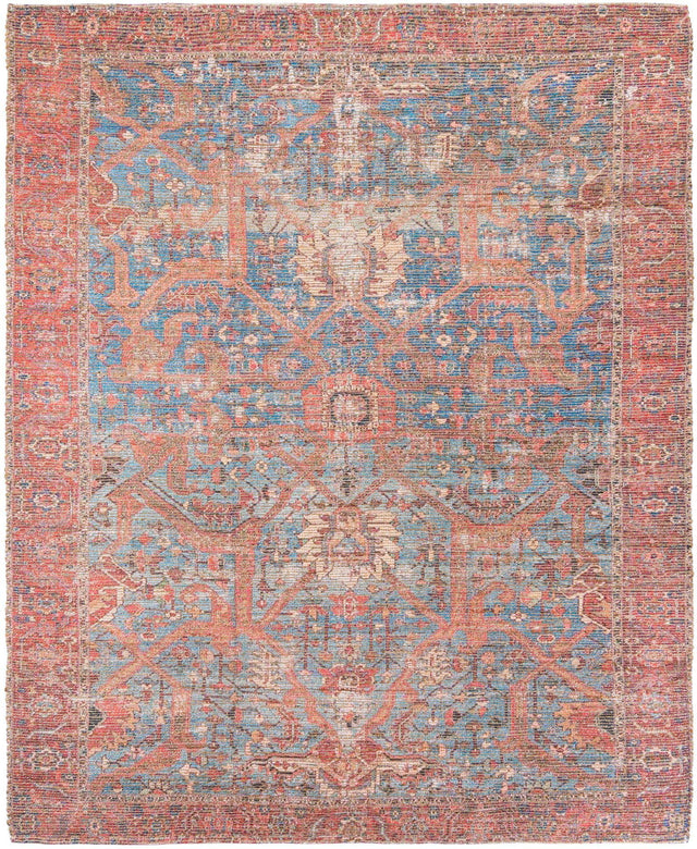 Antique Blue 7' 10 x 10' Chenille Jute Rectangle Area Rug Vintage Distressed Boho All Natural Eco-Friendly Sustainable Carpet for Living Dining Office Dorm Rooms for Sale at Rug Engine