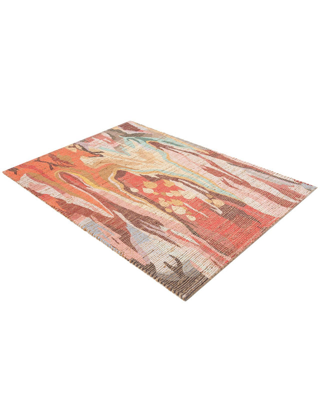 Multicolor 4' 1 x 6' 1 Chenille Jute Rectangle Area Rug Vintage Distressed Boho All Natural Eco-Friendly Sustainable Carpet for Living Dining Office Dorm Rooms for Sale at Rug Engine