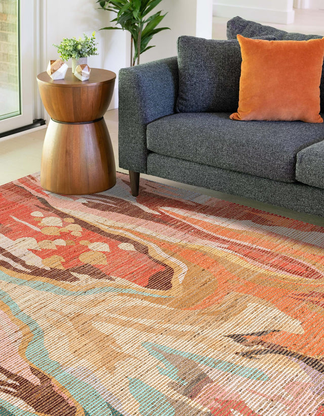 Multicolor 9' x 12' Chenille Jute Rectangle Area Rug Vintage Distressed Boho All Natural Eco-Friendly Sustainable Carpet for Living Dining Office Dorm Rooms for Sale at Rug Engine