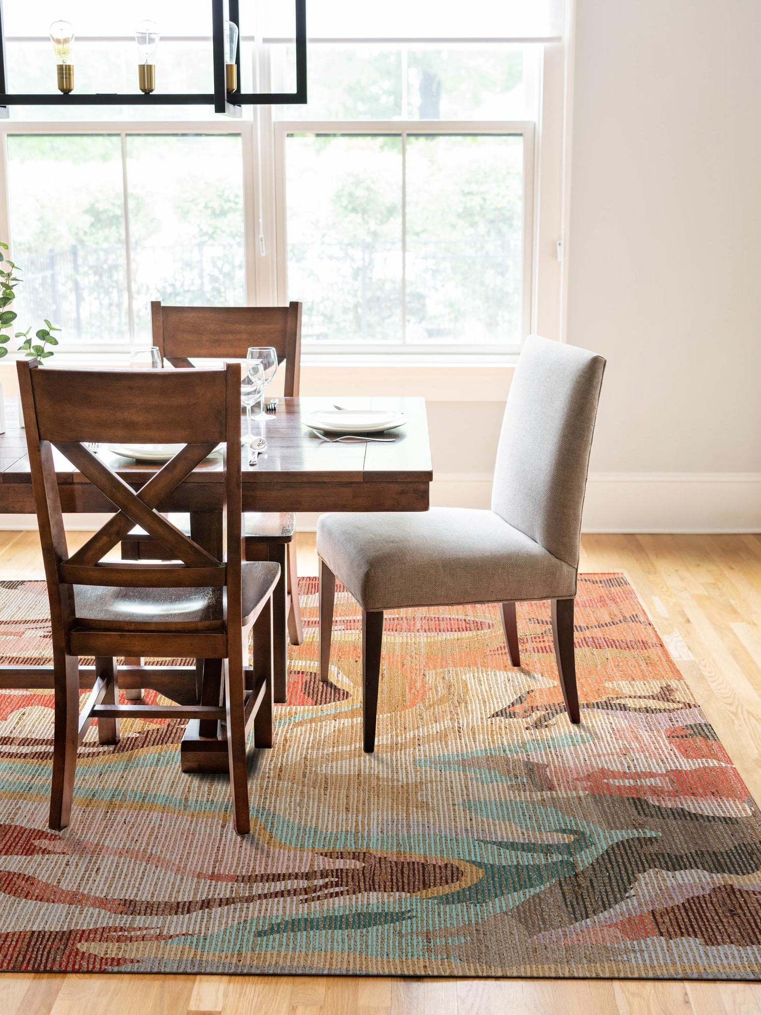 Multicolor 5' 1 x 8' Chenille Jute Rectangle Area Rug Vintage Distressed Boho All Natural Eco-Friendly Sustainable Carpet for Living Dining Office Dorm Rooms for Sale at Rug Engine