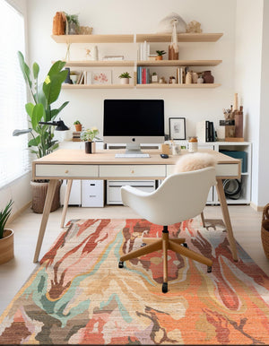 Multicolor 9' x 12' Chenille Jute Rectangle Area Rug Vintage Distressed Boho All Natural Eco-Friendly Sustainable Carpet for Living Dining Office Dorm Rooms for Sale at Rug Engine