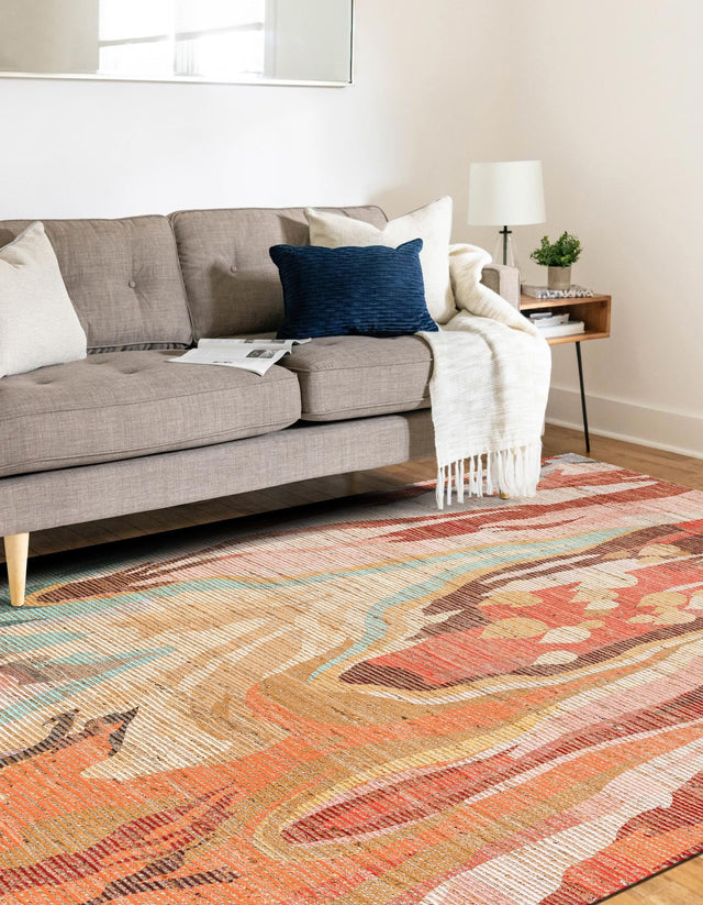 Multicolor 5' 1 x 8' Chenille Jute Rectangle Area Rug Vintage Distressed Boho All Natural Eco-Friendly Sustainable Carpet for Living Dining Office Dorm Rooms for Sale at Rug Engine