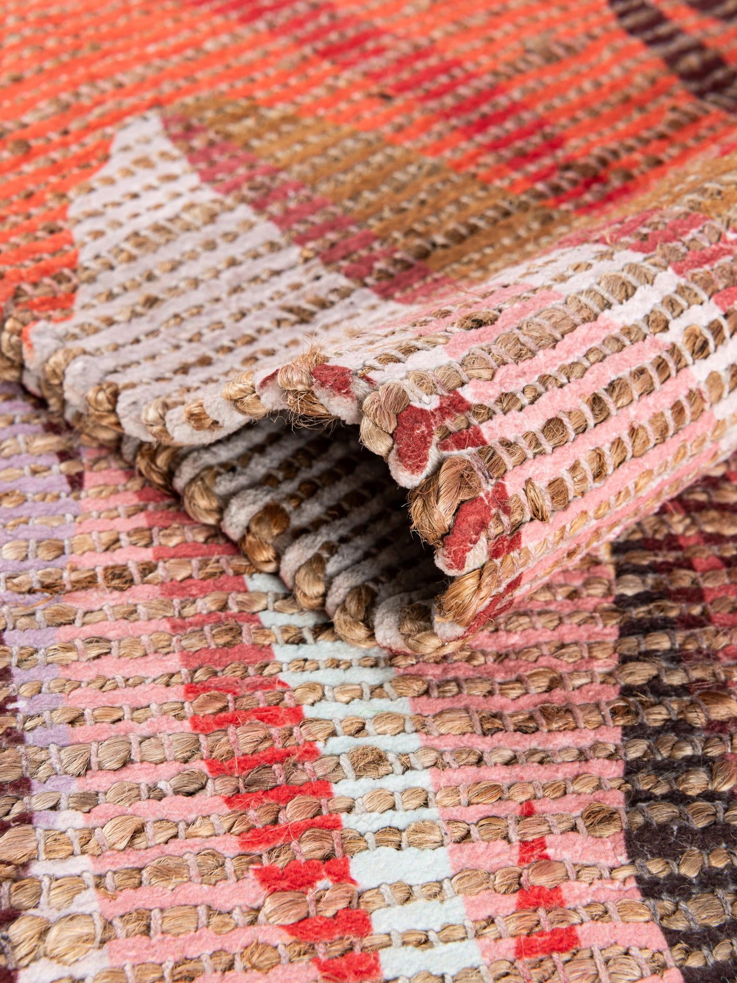 Multicolor 2' x 3' 1 Chenille Jute Rectangle Area Rug Vintage Distressed Boho All Natural Eco-Friendly Sustainable Carpet for Living Dining Office Dorm Rooms for Sale at Rug Engine