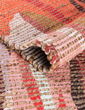 Multicolor 4' 1 x 6' 1 Chenille Jute Rectangle Area Rug Vintage Distressed Boho All Natural Eco-Friendly Sustainable Carpet for Living Dining Office Dorm Rooms for Sale at Rug Engine