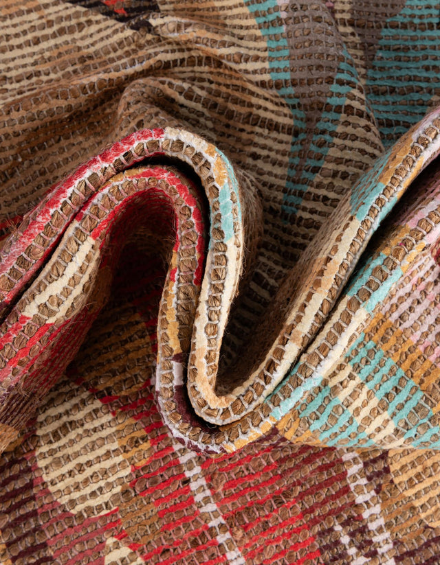 Multicolor 9' x 12' Chenille Jute Rectangle Area Rug Vintage Distressed Boho All Natural Eco-Friendly Sustainable Carpet for Living Dining Office Dorm Rooms for Sale at Rug Engine