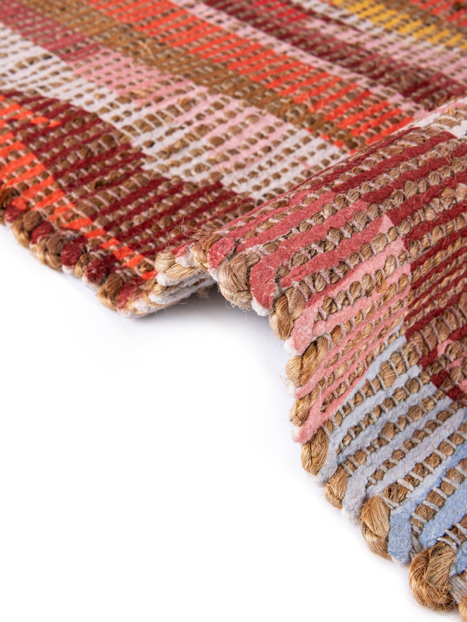 Multicolor 4' 1 x 6' 1 Chenille Jute Rectangle Area Rug Vintage Distressed Boho All Natural Eco-Friendly Sustainable Carpet for Living Dining Office Dorm Rooms for Sale at Rug Engine