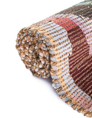 Multicolor 4' 1 x 6' 1 Chenille Jute Rectangle Area Rug Vintage Distressed Boho All Natural Eco-Friendly Sustainable Carpet for Living Dining Office Dorm Rooms for Sale at Rug Engine