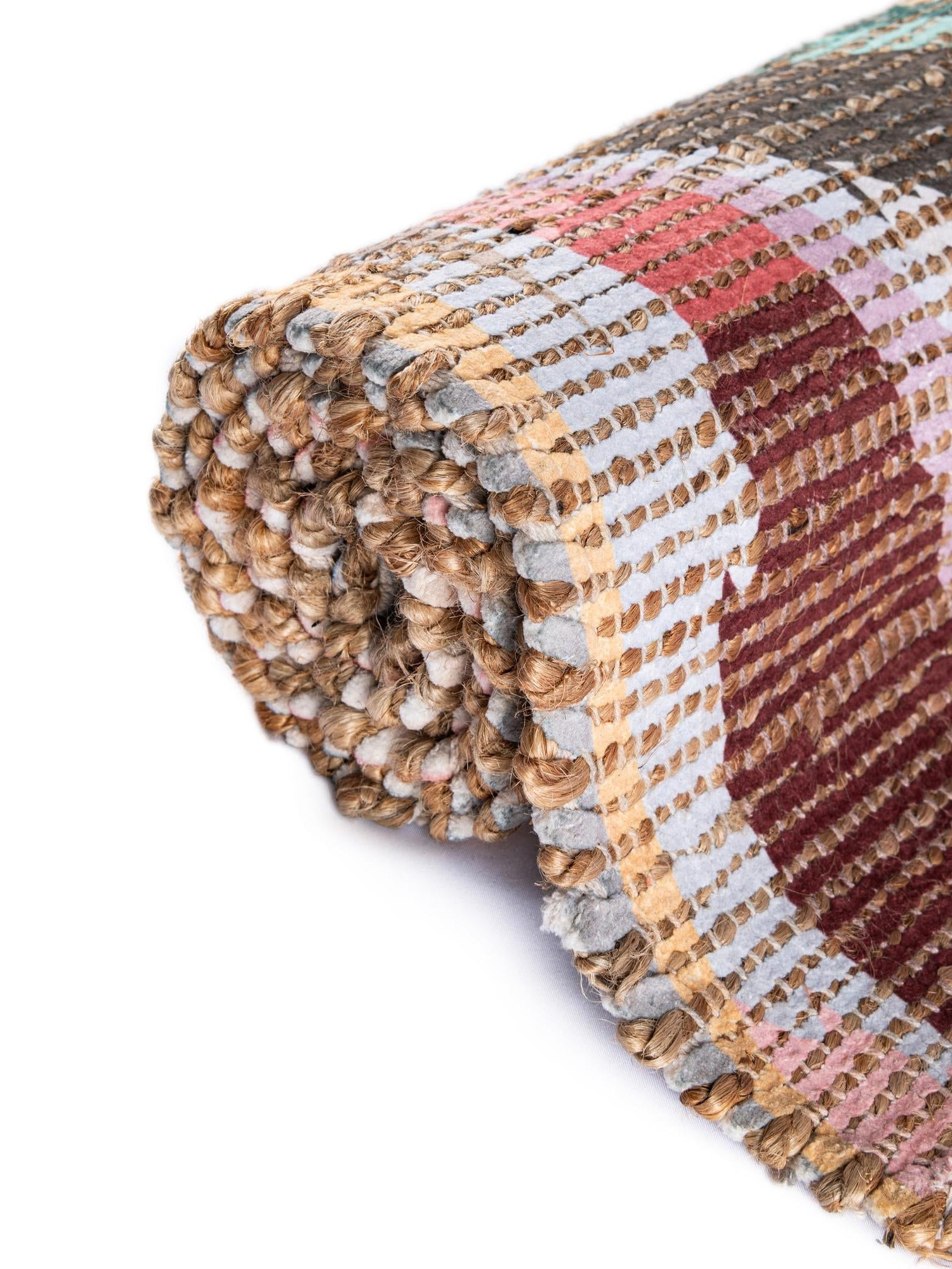 Multicolor 2' x 3' 1 Chenille Jute Rectangle Area Rug Vintage Distressed Boho All Natural Eco-Friendly Sustainable Carpet for Living Dining Office Dorm Rooms for Sale at Rug Engine
