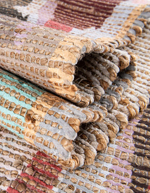 Multicolor 9' x 12' Chenille Jute Rectangle Area Rug Vintage Distressed Boho All Natural Eco-Friendly Sustainable Carpet for Living Dining Office Dorm Rooms for Sale at Rug Engine