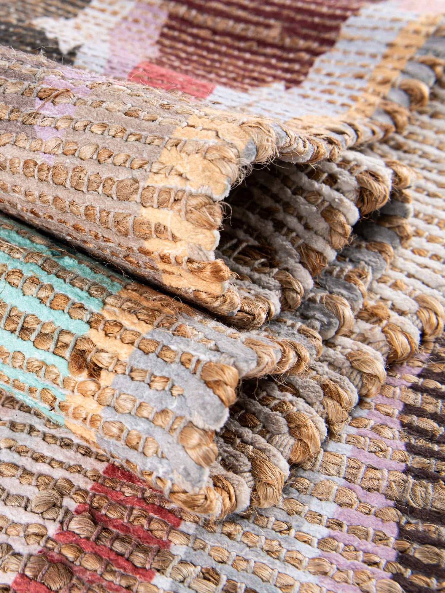Multicolor 2' x 3' 1 Chenille Jute Rectangle Area Rug Vintage Distressed Boho All Natural Eco-Friendly Sustainable Carpet for Living Dining Office Dorm Rooms for Sale at Rug Engine