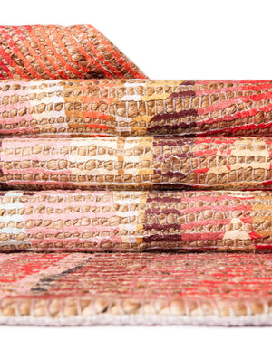 Multicolor 4' 1 x 6' 1 Chenille Jute Rectangle Area Rug Vintage Distressed Boho All Natural Eco-Friendly Sustainable Carpet for Living Dining Office Dorm Rooms for Sale at Rug Engine