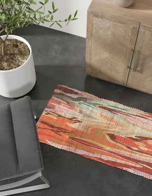 Multicolor 2' 2 x 6' 1 Chenille Jute Runner Area Rug Vintage Distressed Boho All Natural Eco-Friendly Sustainable Carpet for Living Dining Office Dorm Rooms for Sale at Rug Engine