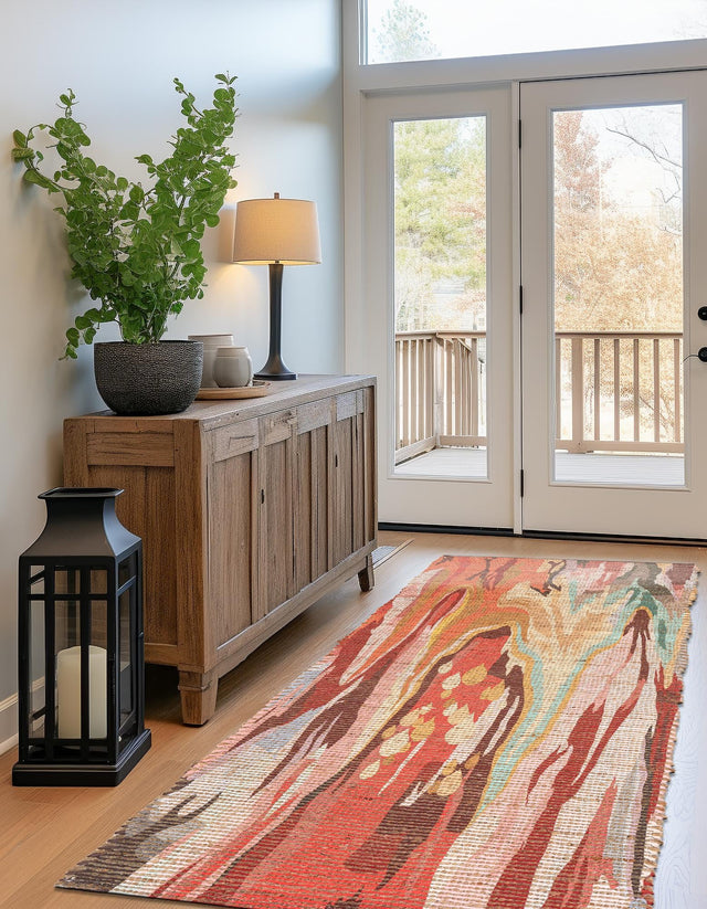 Multicolor 2' 2 x 8' Chenille Jute Runner Area Rug Vintage Distressed Boho All Natural Eco-Friendly Sustainable Carpet for Living Dining Office Dorm Rooms for Sale at Rug Engine