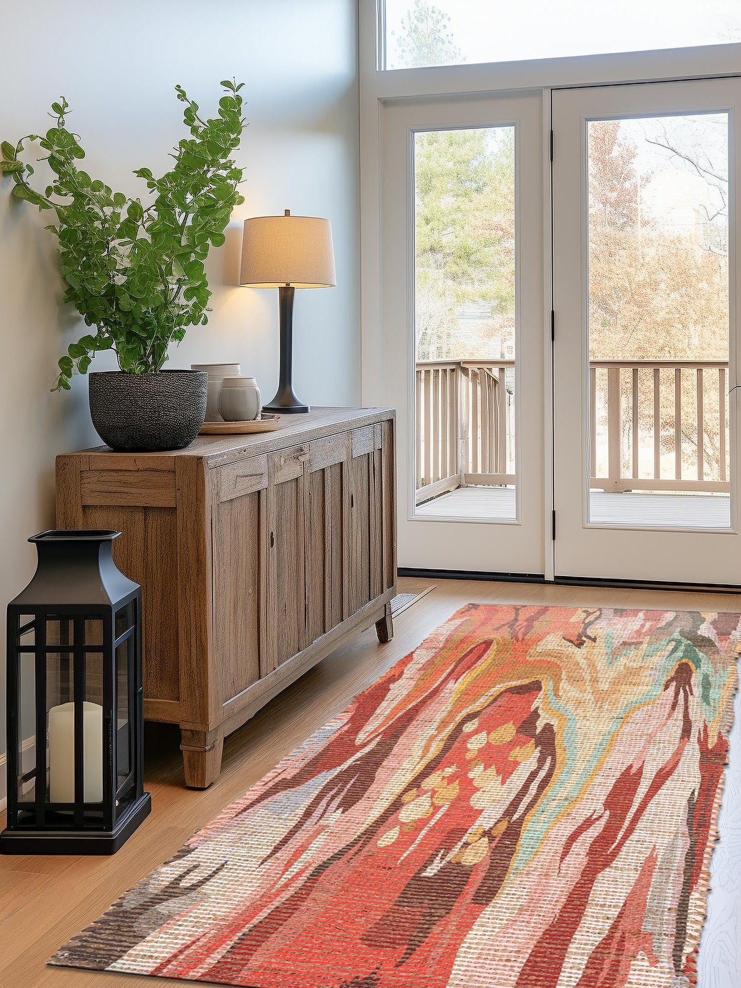 Multicolor 2' 2 x 6' 1 Chenille Jute Runner Area Rug Vintage Distressed Boho All Natural Eco-Friendly Sustainable Carpet for Living Dining Office Dorm Rooms for Sale at Rug Engine