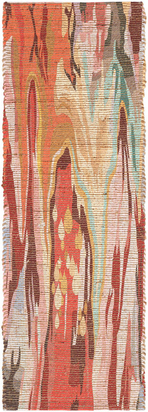 Multicolor 2' 2 x 6' 1 Chenille Jute Runner Area Rug Vintage Distressed Boho All Natural Eco-Friendly Sustainable Carpet for Living Dining Office Dorm Rooms for Sale at Rug Engine