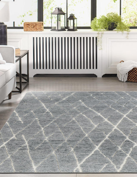 Silver Gray 8' x 10' Atlas Moroccan Wool Rectangle Rug